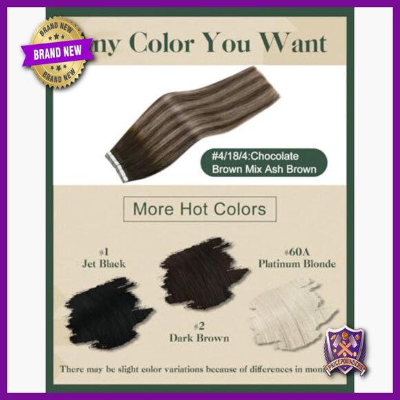 18 Inch Human Hair Tape-In Extensions, 20 Pieces 50G, Straight Smooth Texture